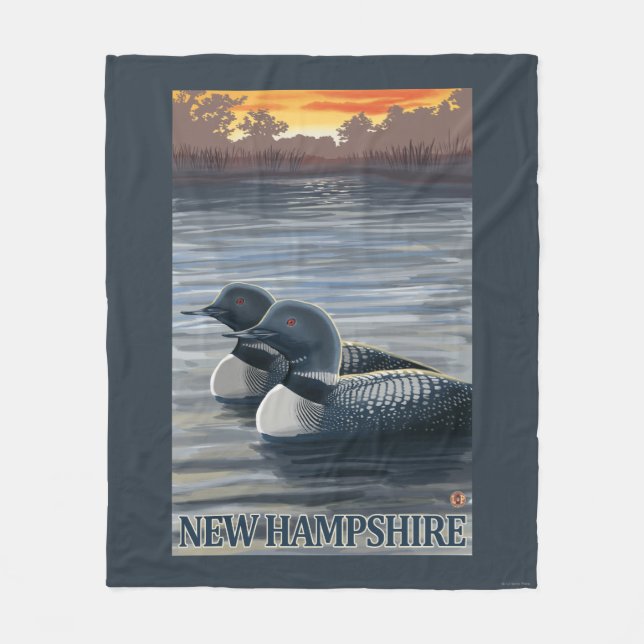 New HampshireCommon Loon Fleece Blanket (Front)