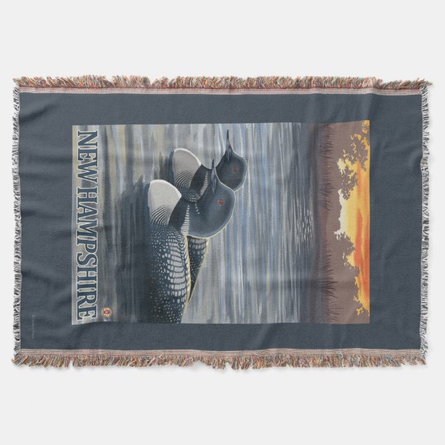 New HampshireCommon Loon Throw Blanket (Front)
