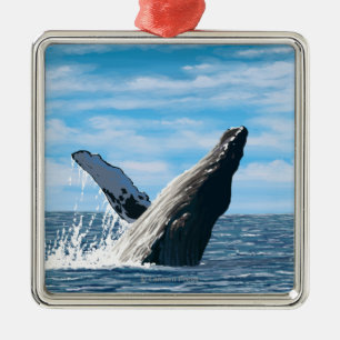 New HampshireHumpback Whale Scene Metal Tree Decoration