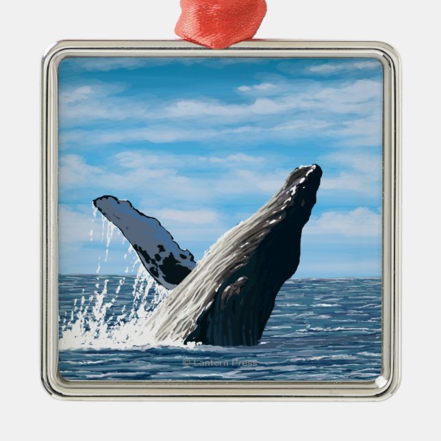 New HampshireHumpback Whale Scene Metal Tree Decoration (Front)