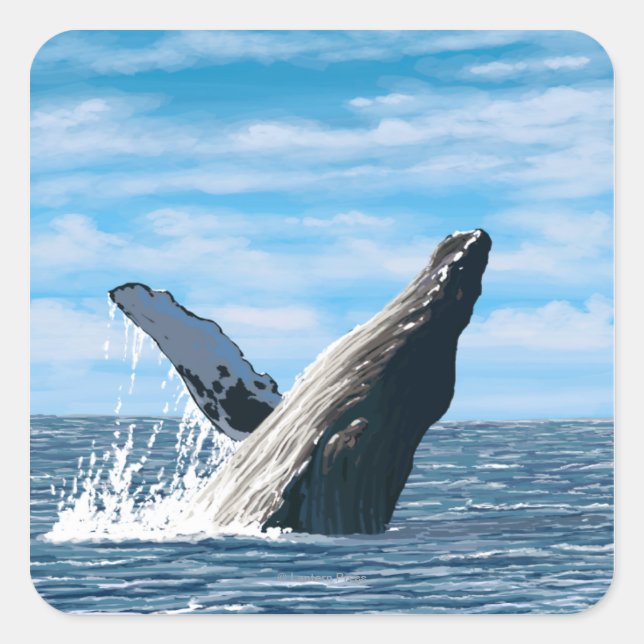 New HampshireHumpback Whale Scene Square Sticker (Front)