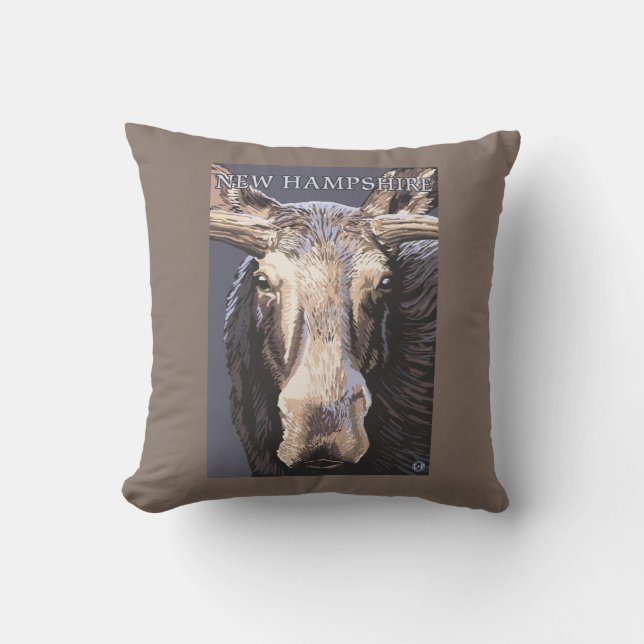 New HampshireMoose Up Close Cushion (Front)