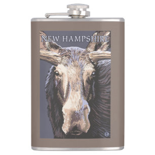 New HampshireMoose Up Close Hip Flask