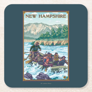 New HampshireRiver Rafting Scene Square Paper Coaster
