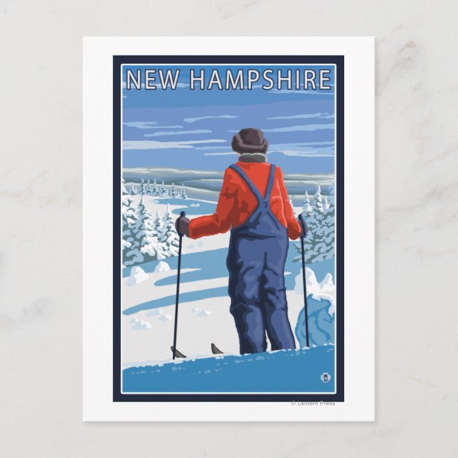 New HampshireSkier Admiring View Postcard (Front)