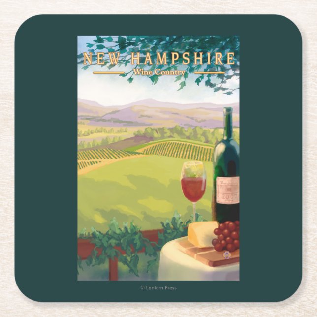 New HampshireWine Country Scene Square Paper Coaster (Front)