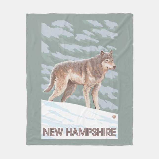 New HampshireWolf Scene Fleece Blanket (Front)