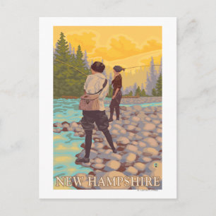 New HampshireWomen Fly Fishing Scene Postcard