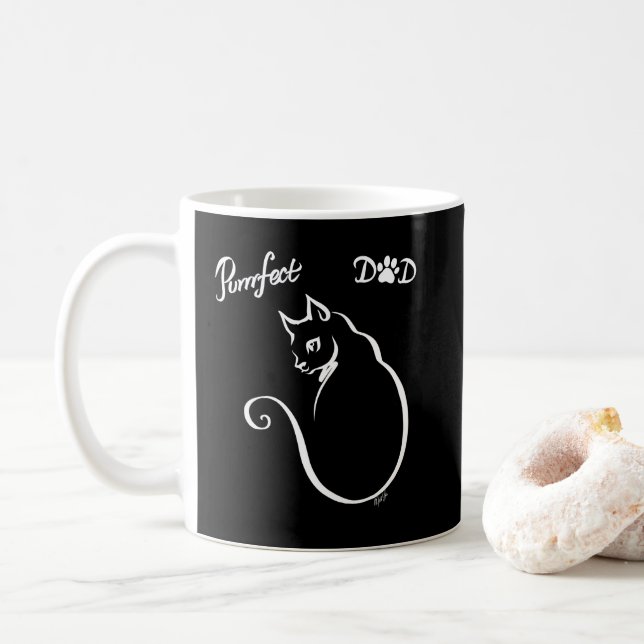 New Hand Drawn Perfect Dad Cat Mug (With Donut)