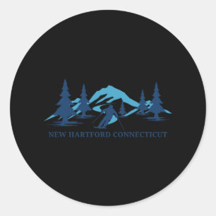 New Hartford Connecticut Ski Resort Skiing Skier Classic Round Sticker
