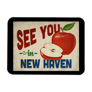 New Haven Connecticut Apple - Vintage Travel Magnet