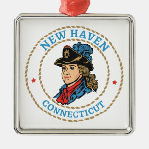 New Haven Connecticut Colonial Metal Ornament