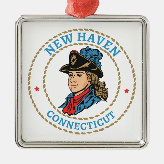 New Haven Connecticut Colonial Metal Ornament (Front)