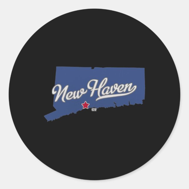 New Haven Connecticut Ct Map  Classic Round Sticker (Front)