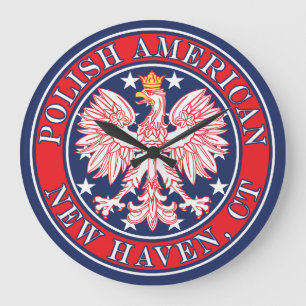 New Haven Connecticut Polish Eagle Large Clock