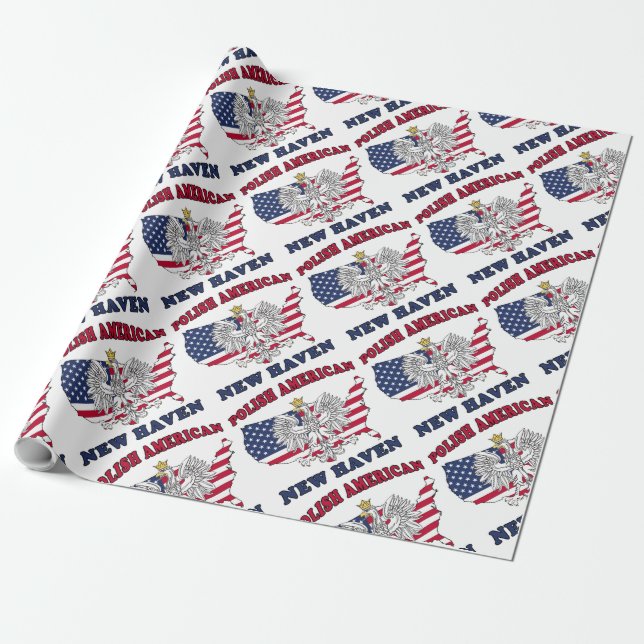 New Haven Connecticut Polish Wrapping Paper (Unrolled)
