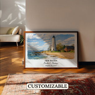 New Haven Connecticut Poster, Watercolor, Custom Poster