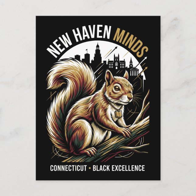 New Haven Minds Red Squirrel Black Excellence Art Postcard (Front)