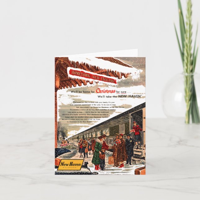 New Haven Railroad Christmas 1947 Note Card (Front)