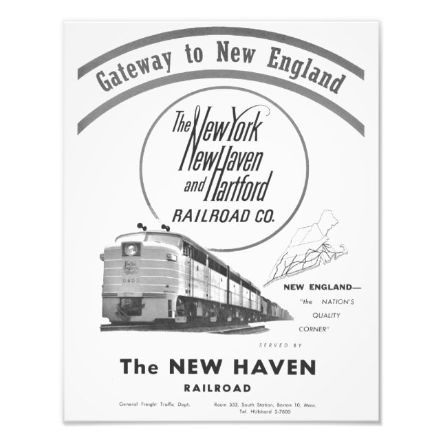 New Haven Railroad-Gateway To New England 1950 Photo Print (Front)
