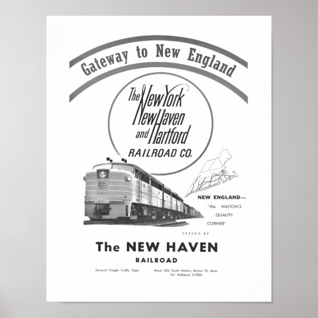New Haven Railroad-Gateway To New England 1950 Poster (Front)
