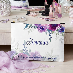 New heart, new spirit. floral personalised accessory pouch
