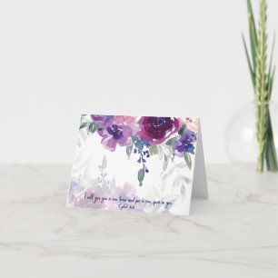 New heart, new spirit. watercolor floral Christian Note Card