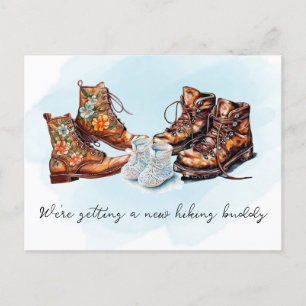 New Hiking Buddy Adventure Pregnancy Announcement Postcard
