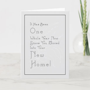 New Home 1st Year Anniversary in Grey Thank You Card