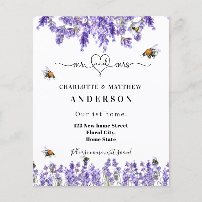 New home address change lavender bee moving budget (Front)