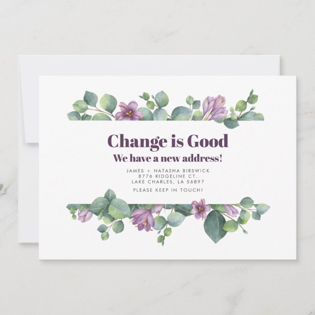 New Home Address Eucalyptus Moving Announcement (Front)