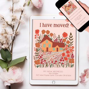 New Home Address I Have Moved Farmhouse Flowers Card