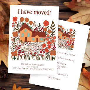 New Home Address I Have Moved Farmhouse Flowers  Card