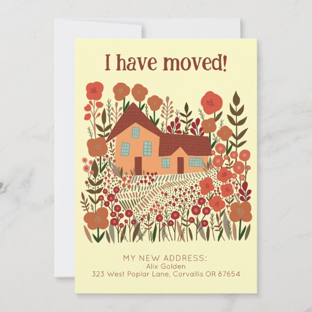 New Home Address I Have Moved Farmhouse Flowers  Card (Front)