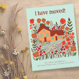 New Home Address I Have Moved Farmhouse Flowers  Postcard