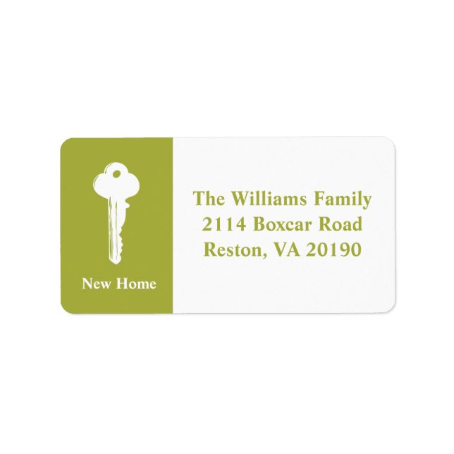 New Home Address Labels - Green (Front)