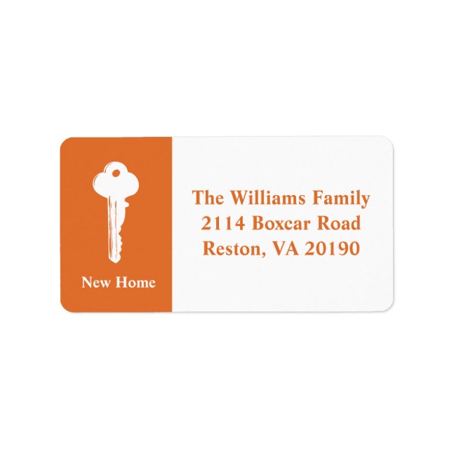 New Home Address Labels - Orange (Front)