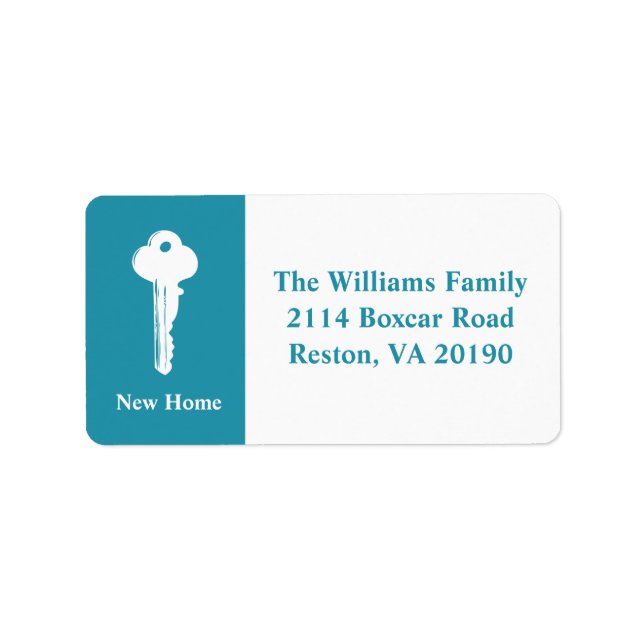 New Home Address Labels - Teal Blue (Front)