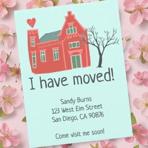 New Home Address Moving Announcement Cute House Postcard