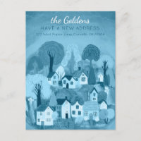 New Home Address Moving Cute Country Village Art