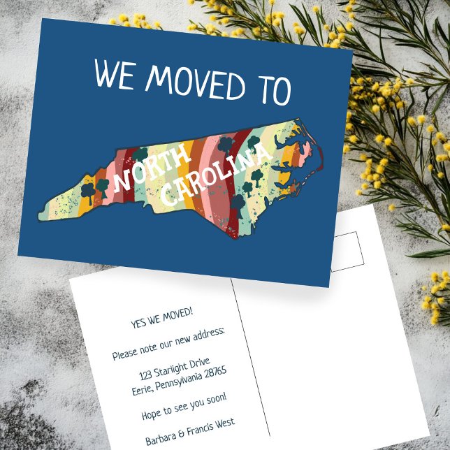 NEW HOME ADDRESS  North Carolina State Map Postcard (NEW HOME ADDRESS Moving Announcement North Carolina State Map Postcard
)