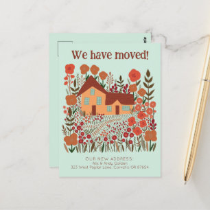 New Home Address We Have Moved Farmhouse Flowers  Postcard