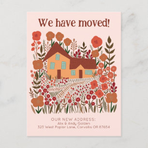 New Home Address We Have Moved Farmhouse Flowers Postcard
