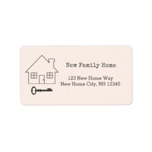 New home  and key moving  house label