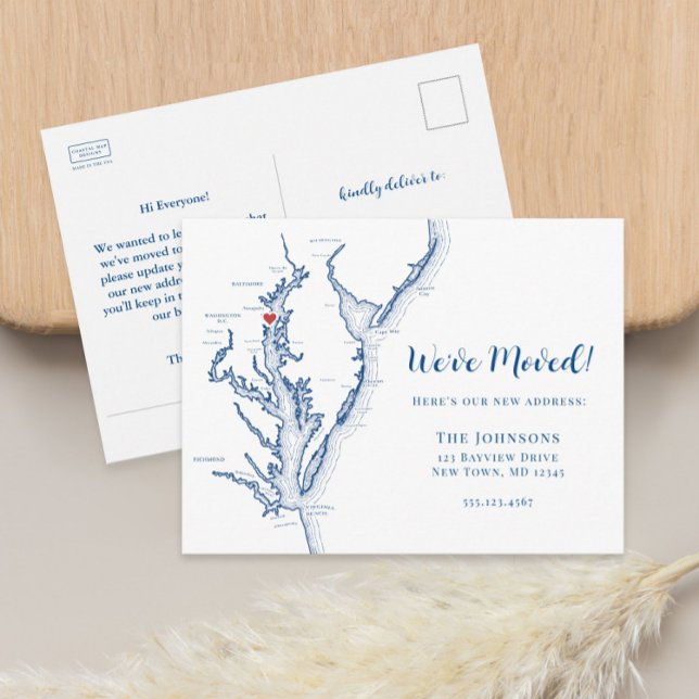 New Home Annapolis Maryland Map Moving Announcement Postcard (Annapolis Maryland Map Moving Announcement new home change of address postcard)
