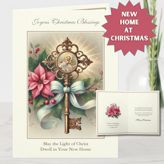 New Home at Christmas Floral Religious  Holiday Card (Creator Uploaded)