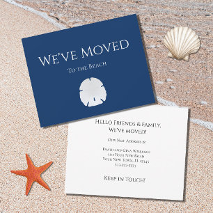 New Home Beach Sand Dollar Nautical Navy Blue Announcement