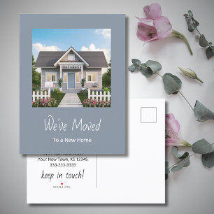 New Home Change of Address Simple Photo Gray  Announcement Postcard