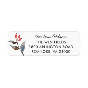 New Home Christmas Berries Return Address Label
