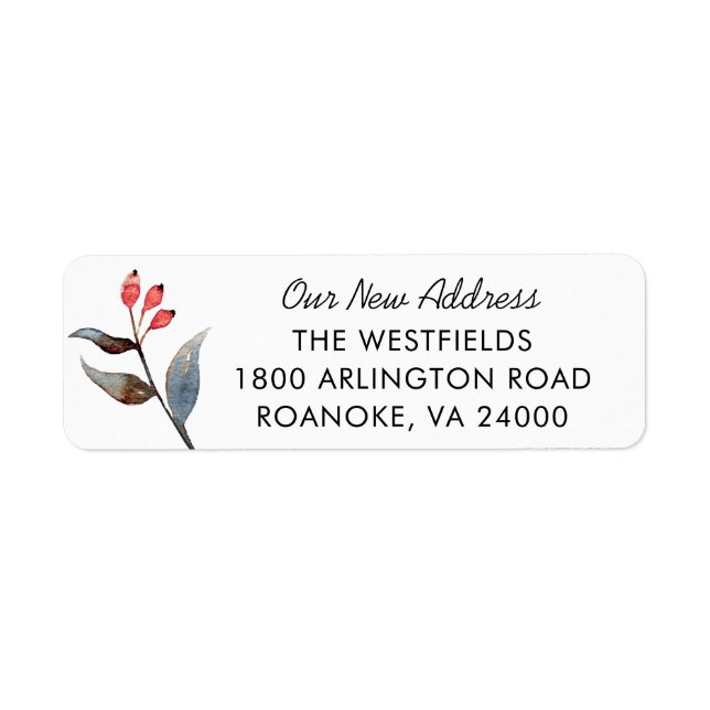 New Home Christmas Berries Return Address Label (Front)